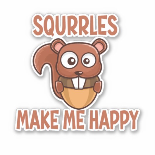 Eichhörnchen machen mich glücklich Vintages Eichhö Aufkleber (Vorderseite)
