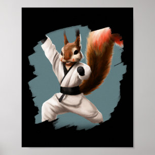 Eichhörnchen macht Karate-Kick Black Belt Martial Poster