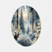 Eichhörnchen Magischer verzauberter Weihnachtswald Ornament Aus Metall (Vorderseite links)