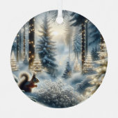 Eichhörnchen Magischer verzauberter Weihnachtswald Ornament Aus Metall (Vorderseite)
