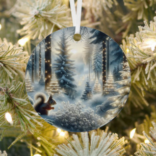 Eichhörnchen Magischer verzauberter Weihnachtswald Ornament Aus Metall