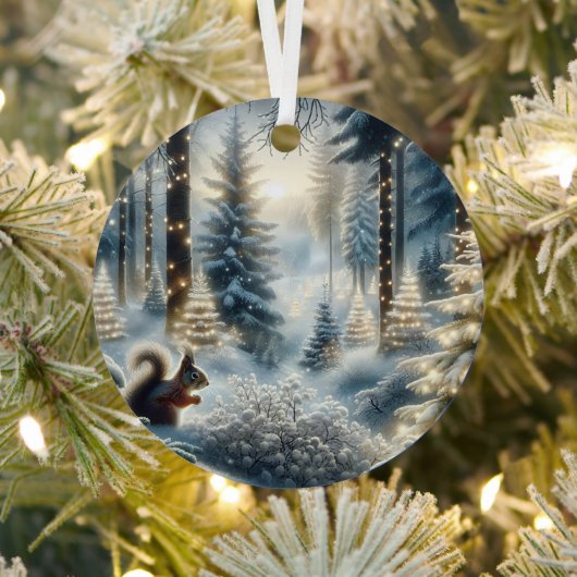 Eichhörnchen Magischer verzauberter Weihnachtswald Ornament Aus Metall (InSitu)