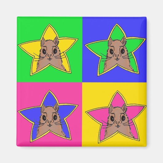 Eichhörnchen Magnet 4 Farben | Zeichnend Tier (Vorne)