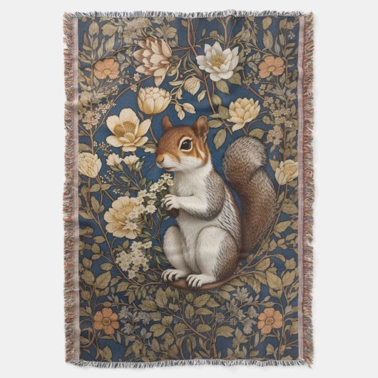 Eichhörnchen mit Acacia-Blume William Morris Decke (Vorderseite Vertikal)