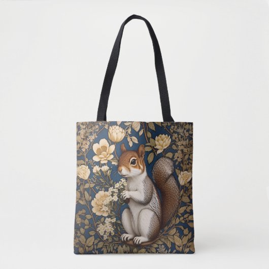 Eichhörnchen mit Acacia-Blume William Morris Tasche (Vorderseite)
