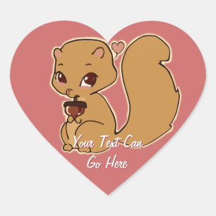 Eichhörnchen mit Acorn Heart Stickers