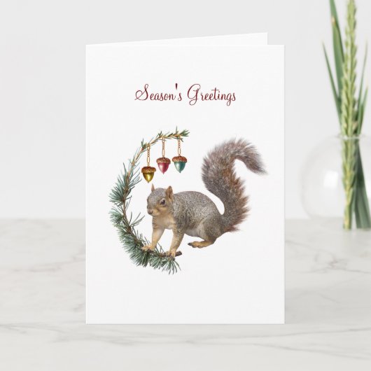 Eichhörnchen mit Acorn Swag Holiday Card Karte (Vorderseite)