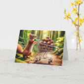 Eichhörnchen mit Acorns in einem Einkaufskorb Karte (Gelbe Blume)