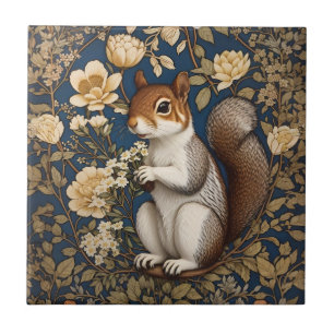 Eichhörnchen mit Akazienblüten William Morris Fliese