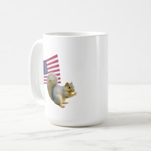 Eichhörnchen mit amerikanischer Fahne Tasse (Vorderseite Links)
