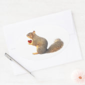 Eichhörnchen mit Aufklebern für das rote Herz Ovaler Aufkleber (Umschlag)