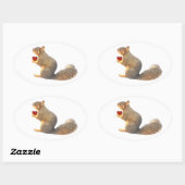 Eichhörnchen mit Aufklebern für das rote Herz Ovaler Aufkleber (Blatt)