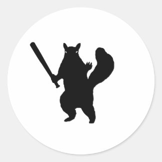 Eichhörnchen mit Baseballmatte Runder Aufkleber