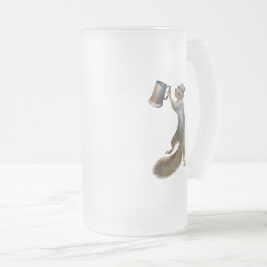 Eichhörnchen mit Bier Stein Mattglas Bierglas (VorderseiteRechts)