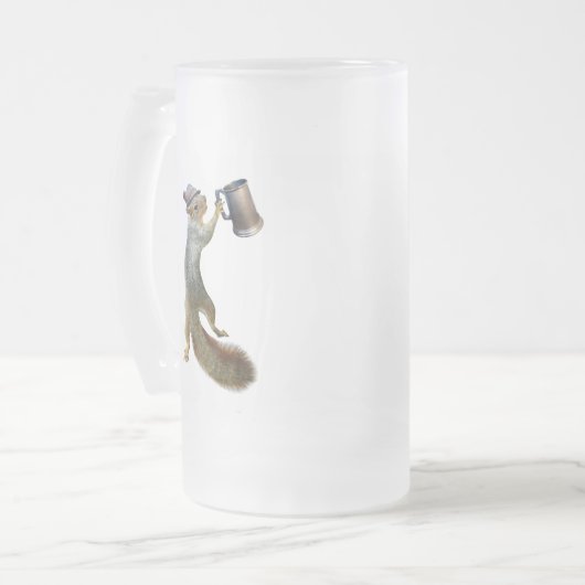 Eichhörnchen mit Bier Stein Mattglas Bierglas (Vorderseite Links)