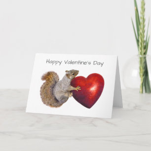 Eichhörnchen mit Big Red Heart Card Feiertagskarte