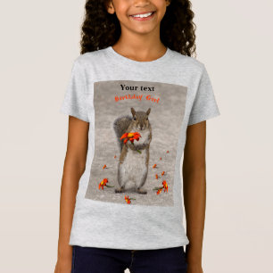 Eichhörnchen mit Blume für Geburtstagsmädchen pers T-Shirt