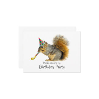 Eichhörnchen mit Blume Geburtstagsparty Einladung