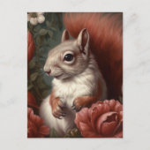 Eichhörnchen mit Blume Postkarte (Vorderseite)