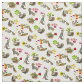Eichhörnchen mit Blumen-Gewebe Stoff (Muster)