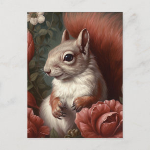 Eichhörnchen mit Blumen Postkarte