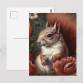 Eichhörnchen mit Blumen Postkarte (Vorne/Hinten)