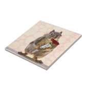 Eichhörnchen mit Blumenstrauß der Roter Rosen Fliese (Seite)