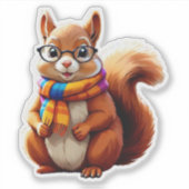 Eichhörnchen mit Brille Aufkleber (Vorderseite)