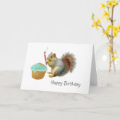 Eichhörnchen mit Candle Birthday Card Karte (Gelbe Blume)