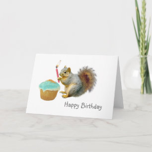 Eichhörnchen mit Candle Birthday Card Karte