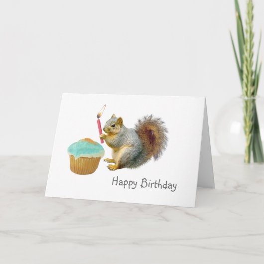 Eichhörnchen mit Candle Birthday Card Karte (Vorderseite)