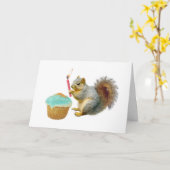 Eichhörnchen mit Candle Happy Birthday Card Karte (Gelbe Blume)