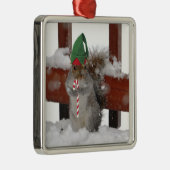 Eichhörnchen mit Candy Cane Holiday Ornament Aus Metall (Rechts)