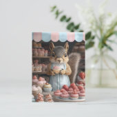 Eichhörnchen mit Cupcake Postkarte (Stehend Vorderseite)
