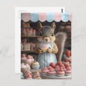 Eichhörnchen mit Cupcake Postkarte (Vorne/Hinten)