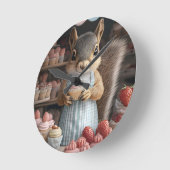 Eichhörnchen mit Cupcake Runde Wanduhr (Winkel)