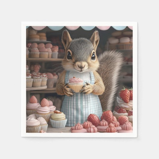 Eichhörnchen mit Cupcake Serviette (Vorderseite)