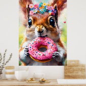 Eichhörnchen mit Donut Poster (Küche)