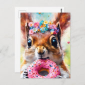 Eichhörnchen mit Donut Postkarte (Vorne/Hinten)