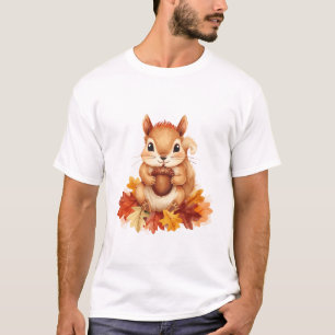 Eichhörnchen Mit Eichel Im Herbstlaub T-Shirt