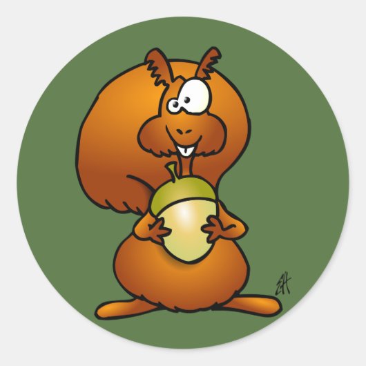 Eichhörnchen mit Eichel Runder Aufkleber (Vorderseite)