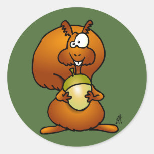 Eichhörnchen mit Eichel Runder Aufkleber