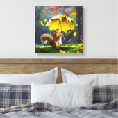 Eichhörnchen mit einem Blattschirm Leinwanddruck (Insitu (Schlafzimmer))