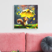 Eichhörnchen mit einem Blattschirm Leinwanddruck (Insitu (Wohnzimmer))