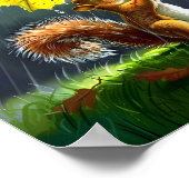 Eichhörnchen mit einem Blattschirm Poster (Ecke)