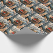 Eichhörnchen mit einem roten Ahornleaf Geschenkpapier (Ecke)