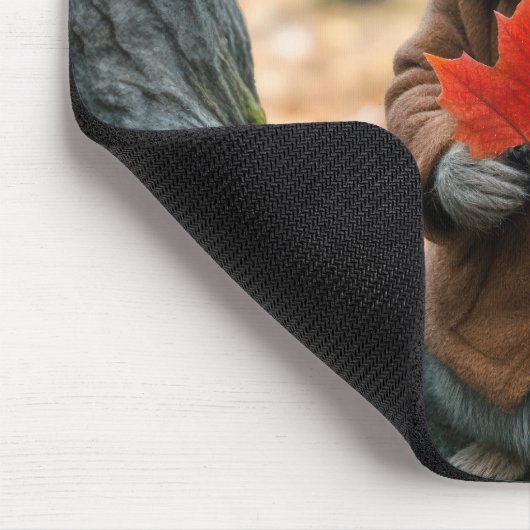 Eichhörnchen mit einem roten Ahornleaf Mousepad (Ecke)