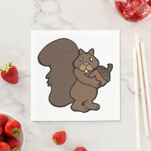 Eichhörnchen mit einer Eichel Serviette