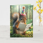 Eichhörnchen mit einer Geburtstagskarte Karte (Gelbe Blume)