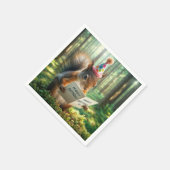 Eichhörnchen mit einer Geburtstagskarte Serviette (Ecke)